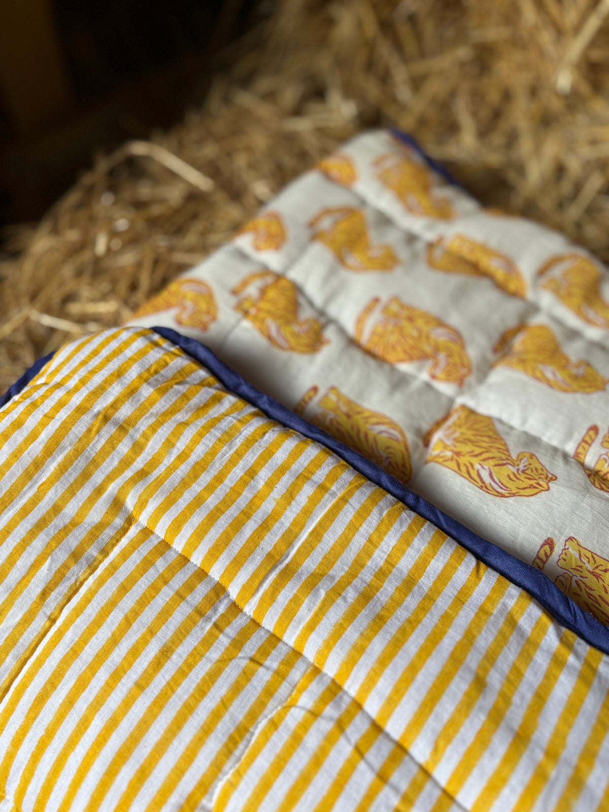 Clementine Tiger Quilted Block print Blanket