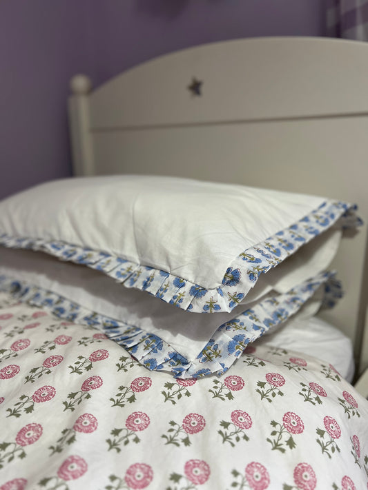 Cotton Pillow Case Set- Blue Booti