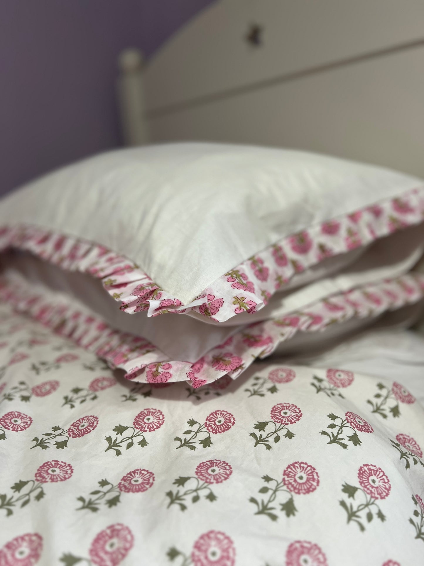 Cotton Pillow Case set - Pink Booti