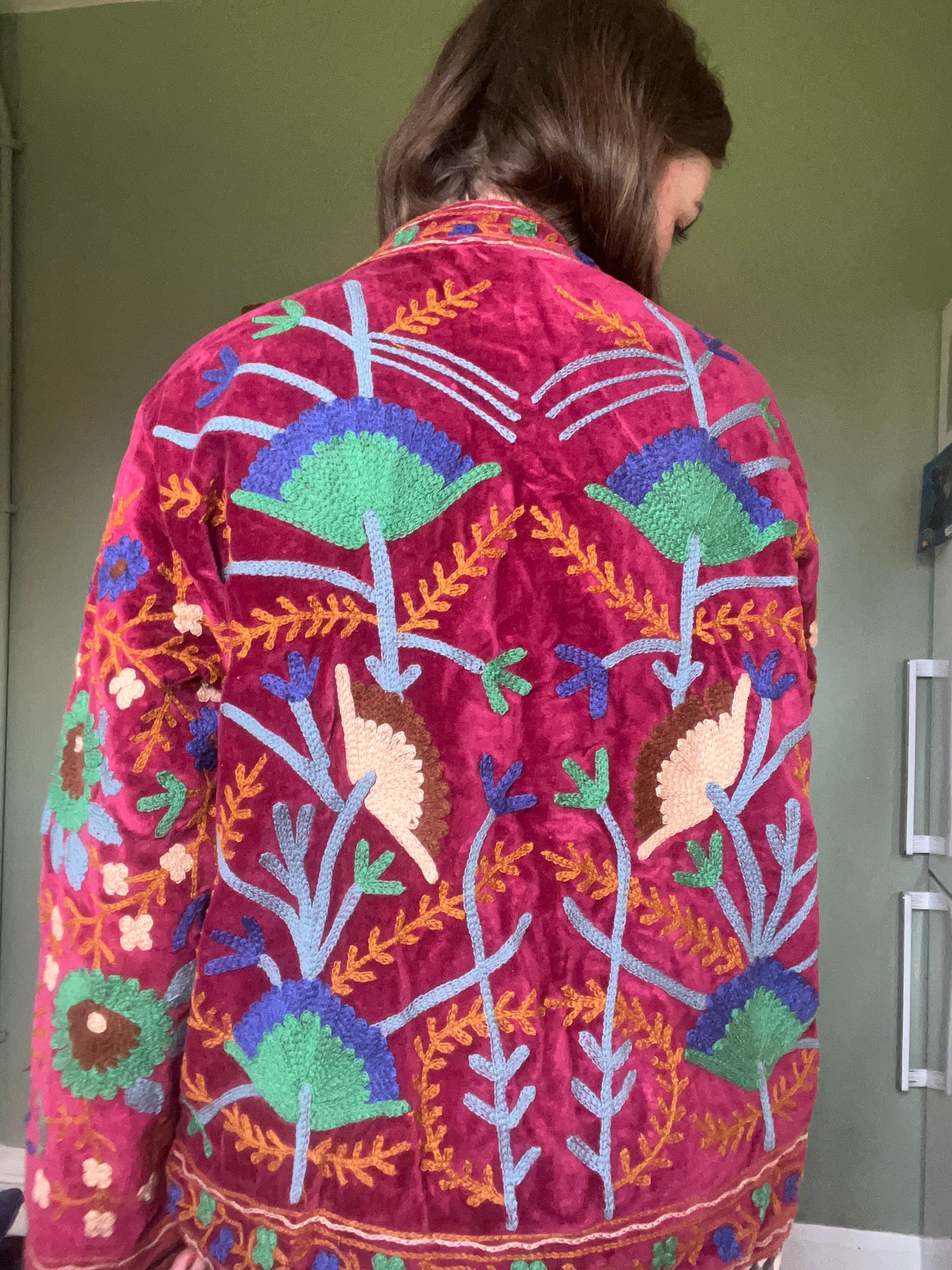 Burnt Amber Velvet Suzani Jacket