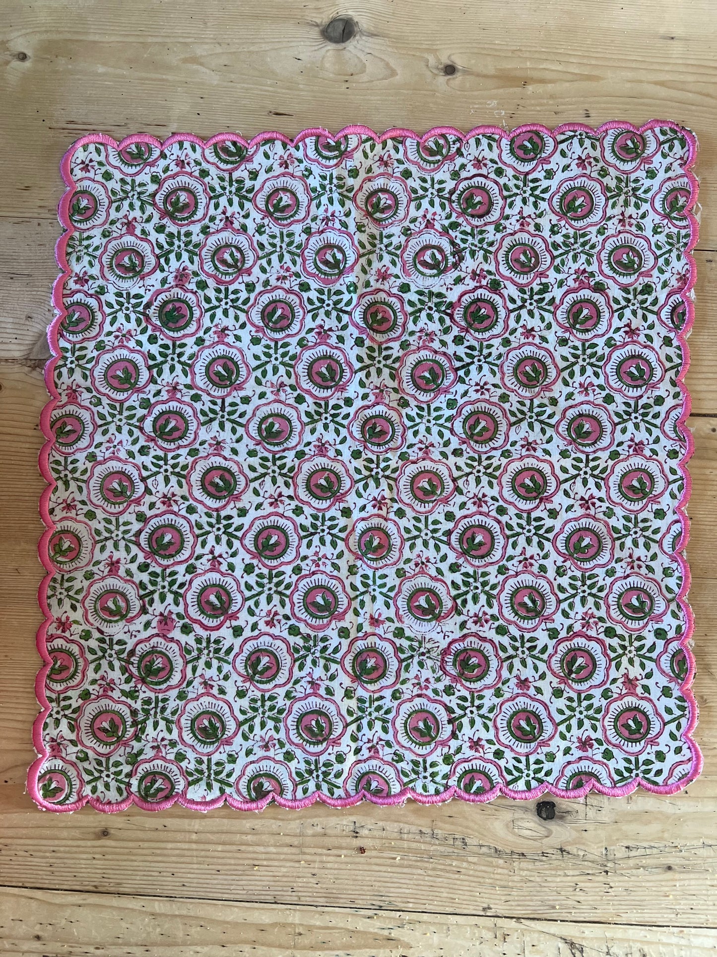 Pink Floral Blockprint Napkins x 6