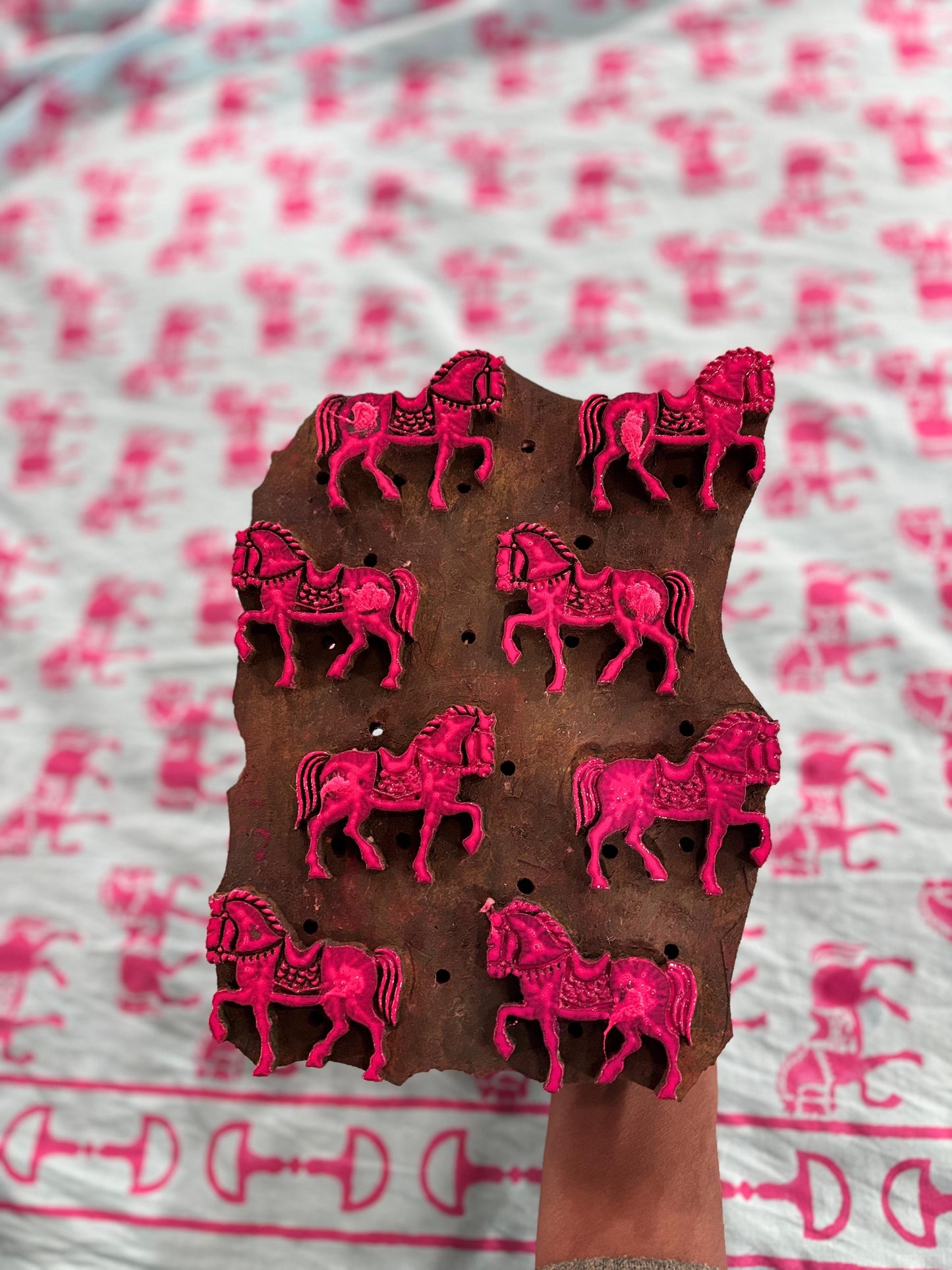 Trotting Horse - Pink and Blue