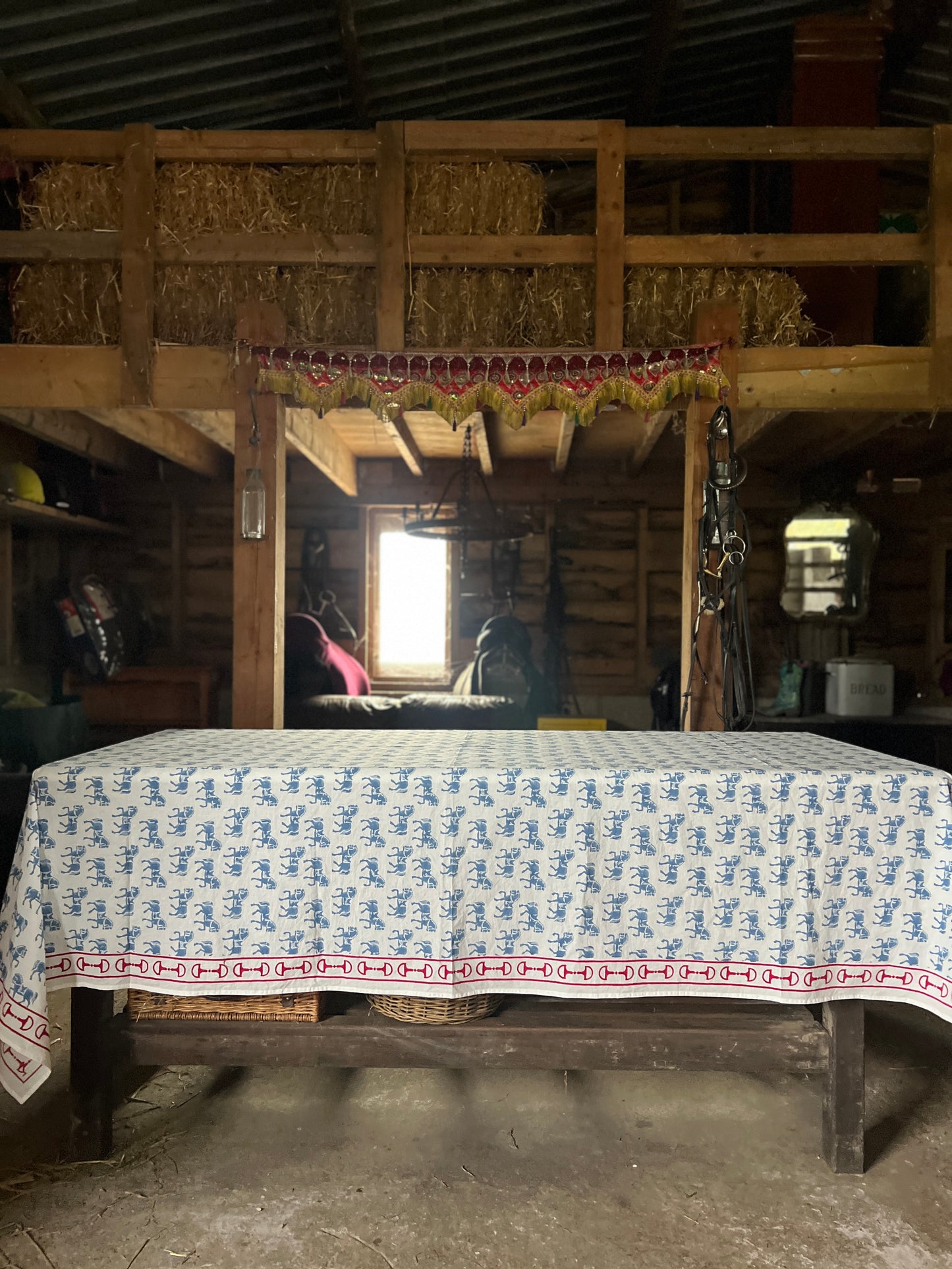 Galloping Horse Table Cloth - Sapphire Blue