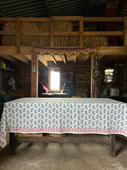 Galloping Horse Table Cloth - Sapphire Blue