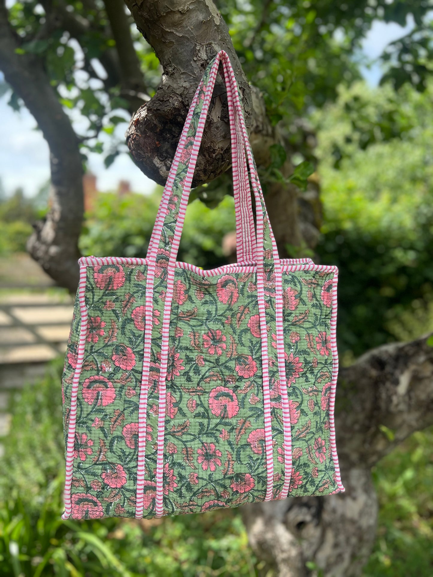 Kerala Green and Pink Tote bag