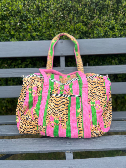 Pink & Green Tiger Stripe Weekend Bag