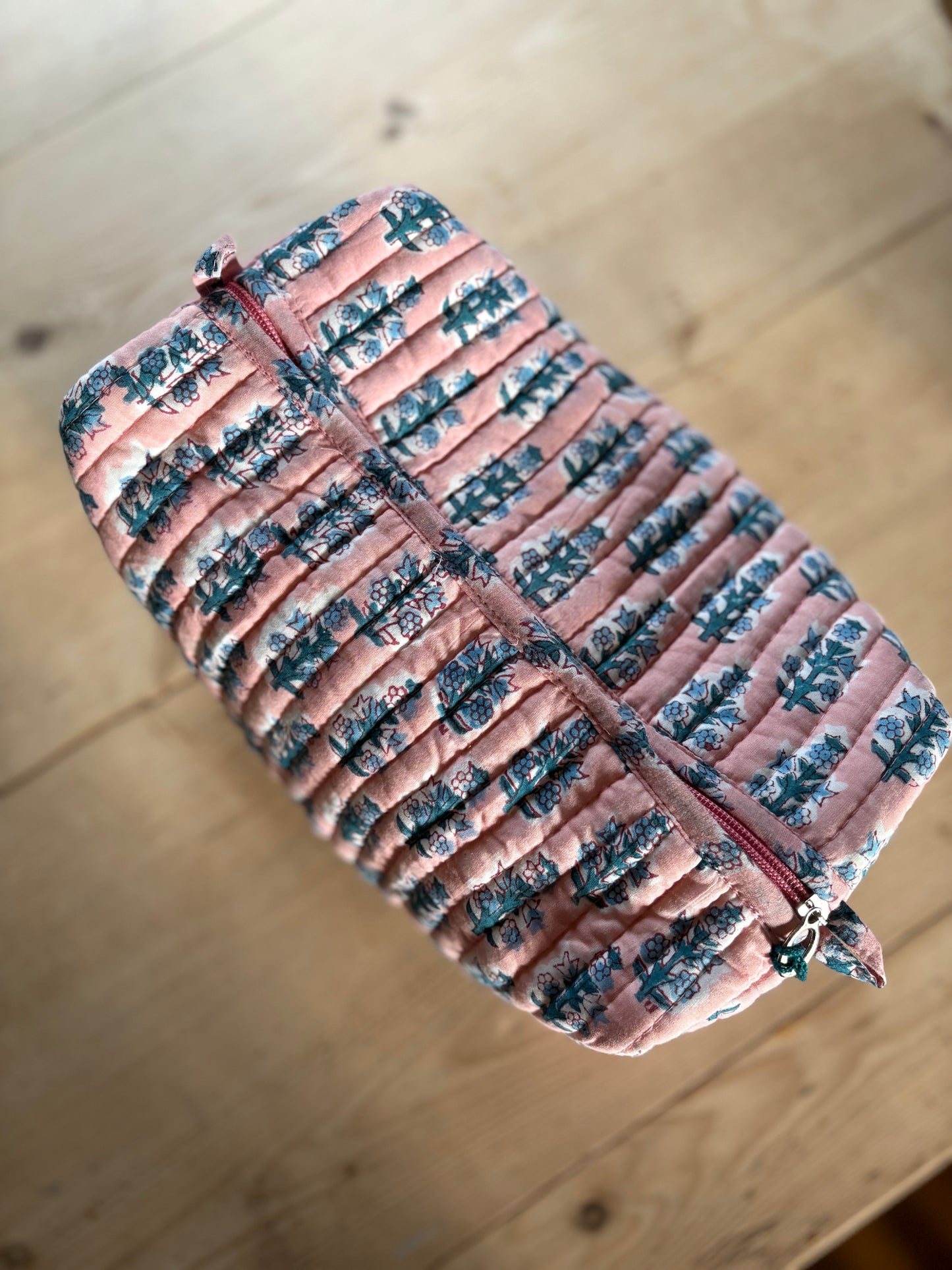 Wisteria Blockprint Travel Wash Bag