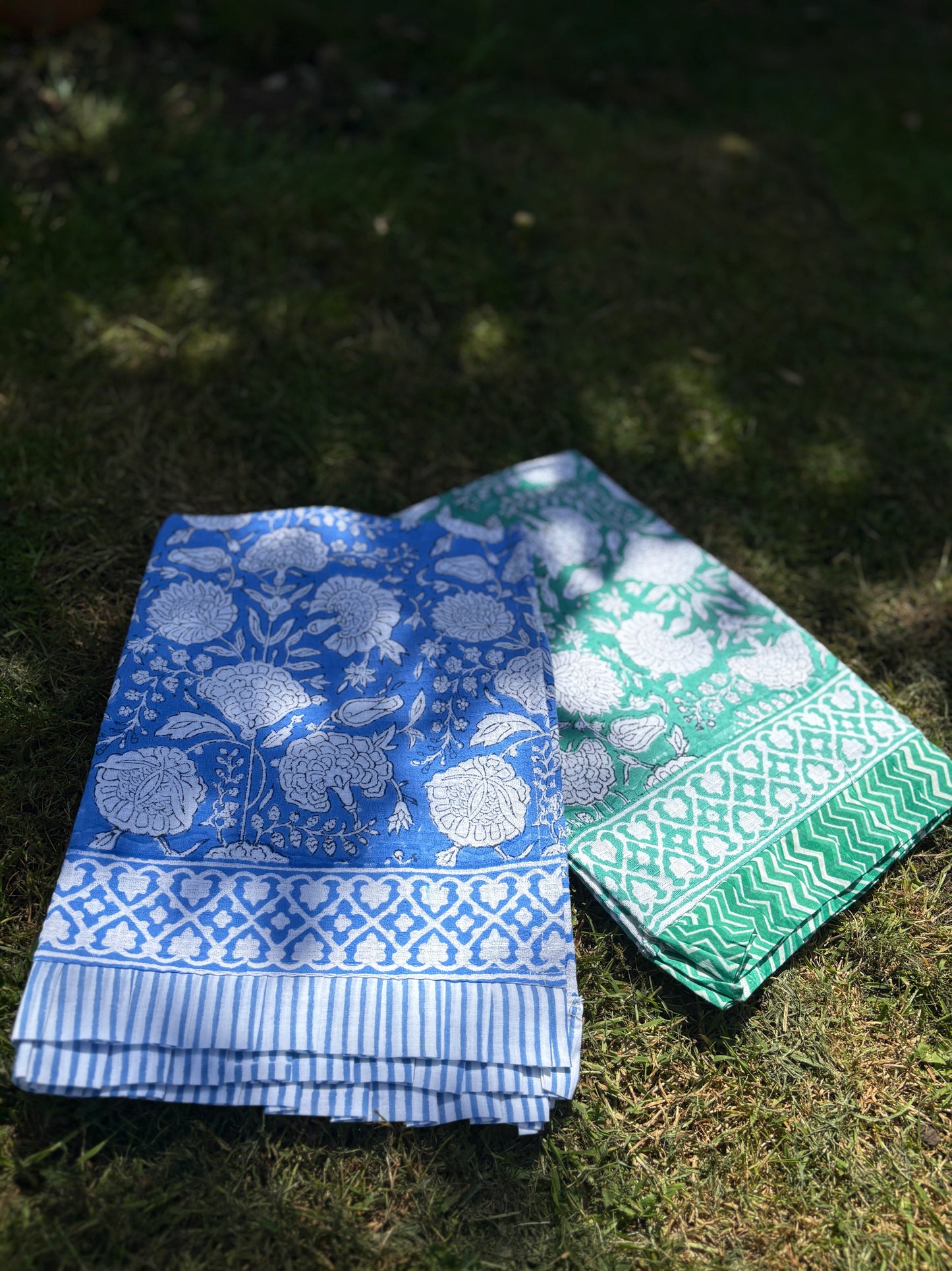 Azure Blue Blockprint Kitchen Towel