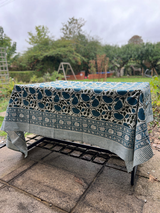 Navy Floral Table Cloth