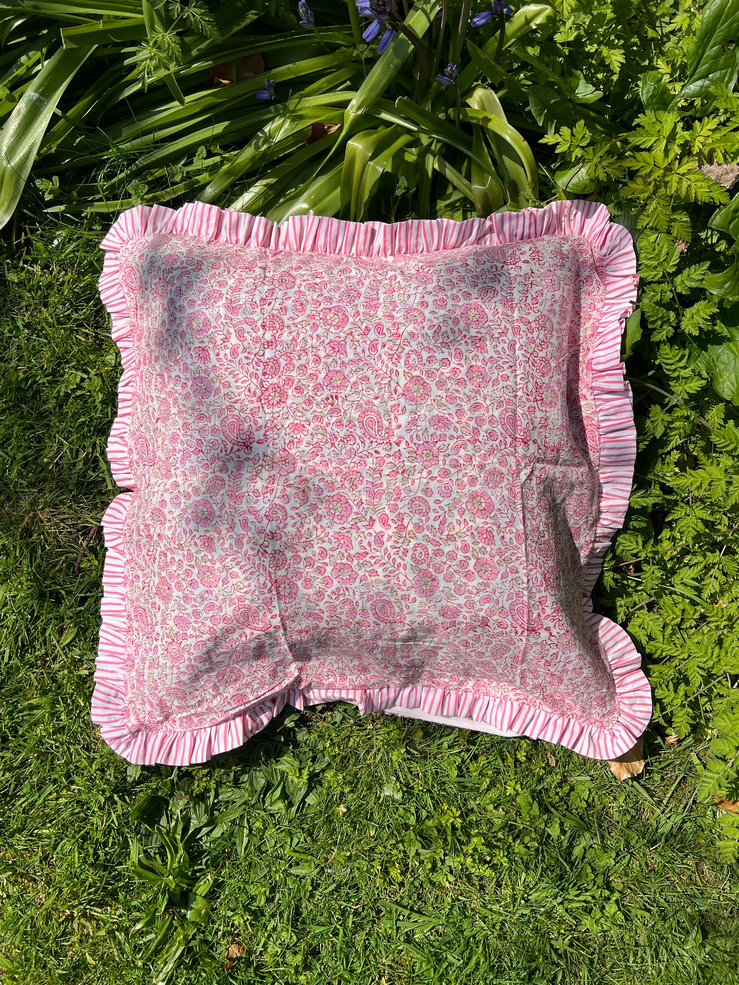 Blockprint Frilly Cushion Cover