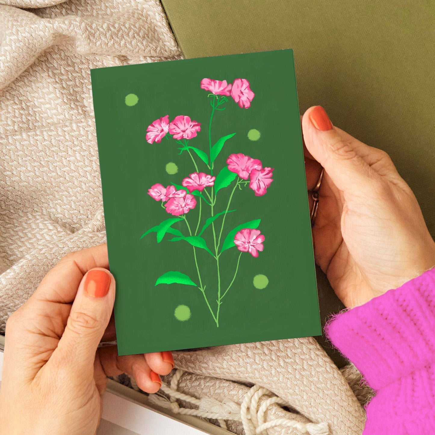 Cute Flower + Polka Dot Card | Just Because, Any Occasion