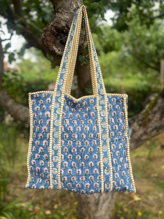 Navy and Mustard Tote