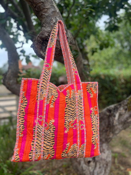 Orange Tiger Print Tote