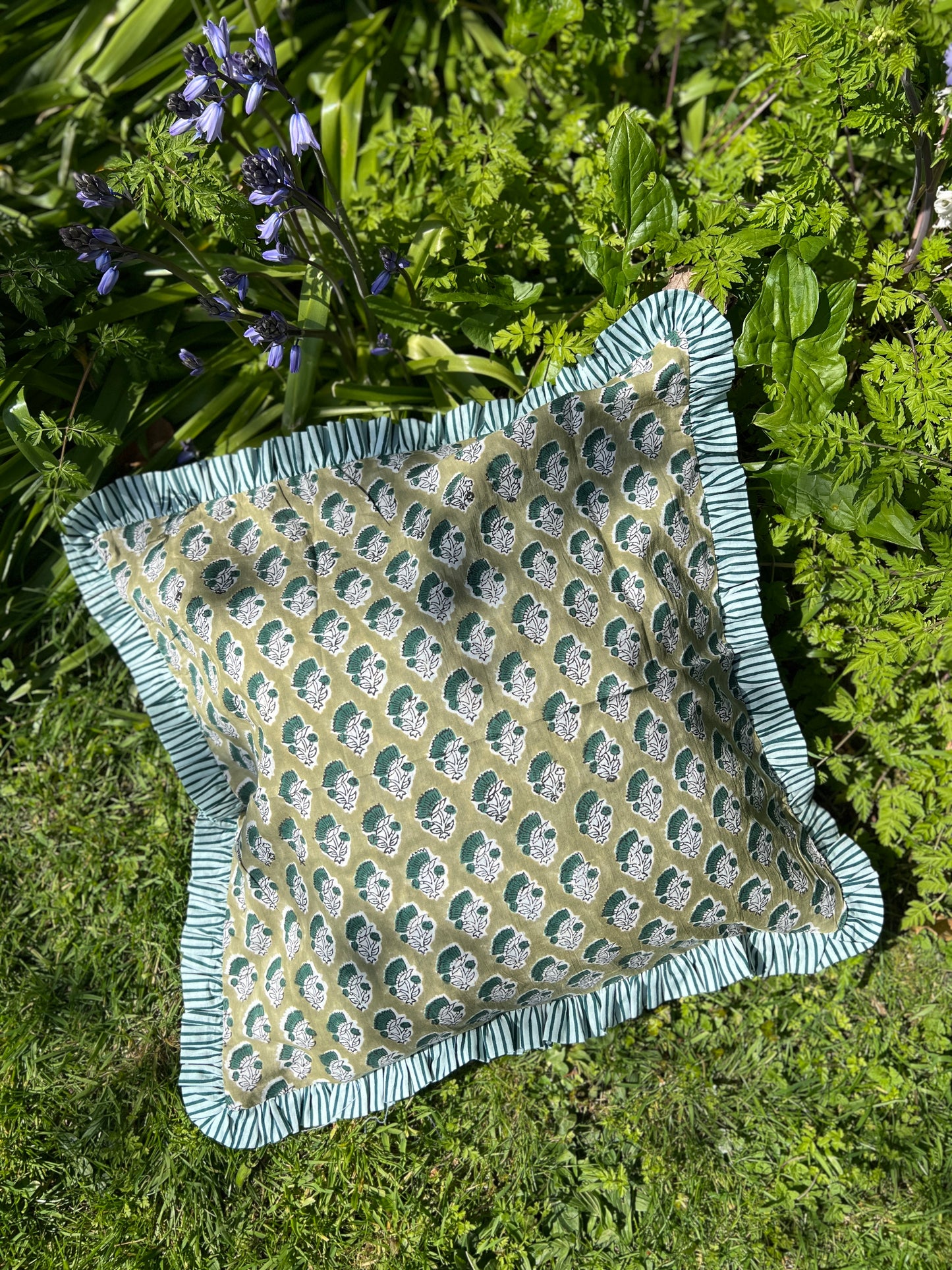 Blockprint Frilly Cushion Cover
