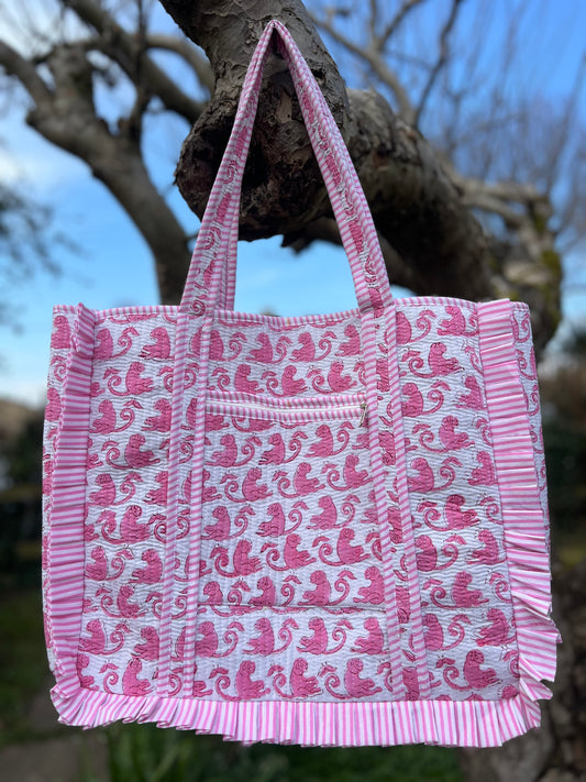 Pink Monkey Tote Bag