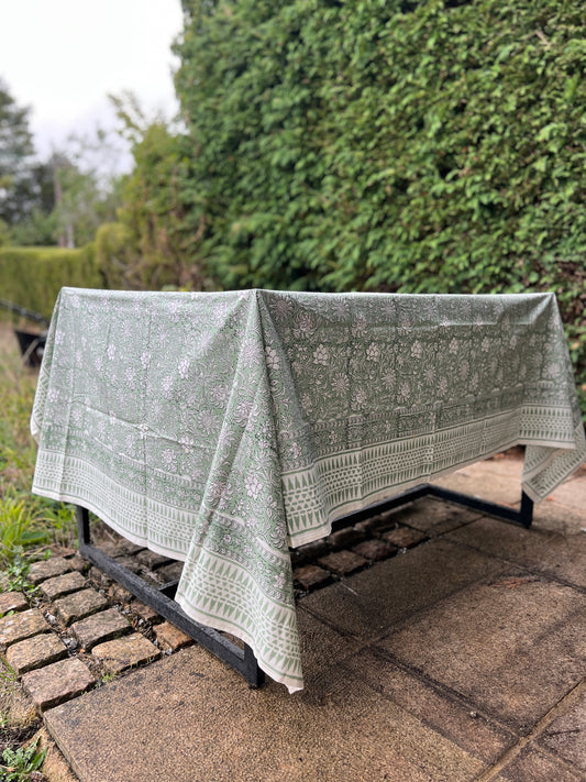 Sage Green Floral Table Cloth