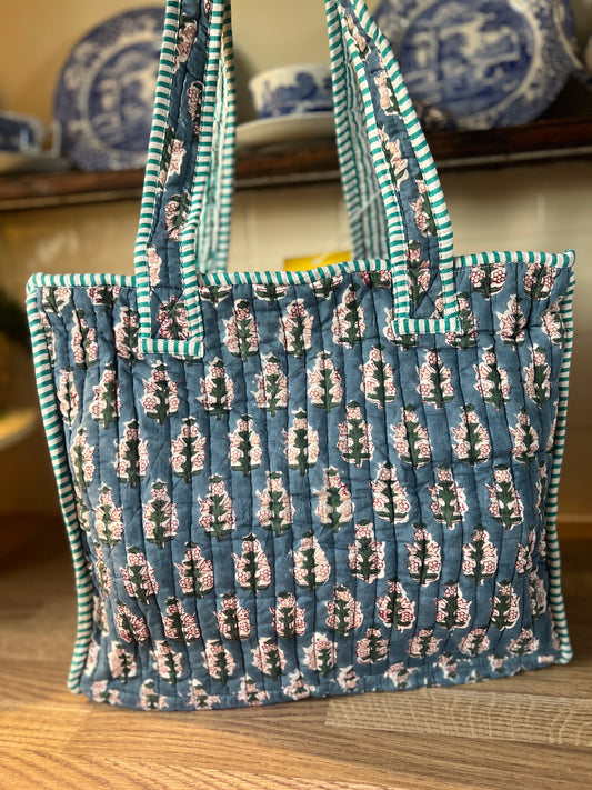 Navy Floral Mini Tote