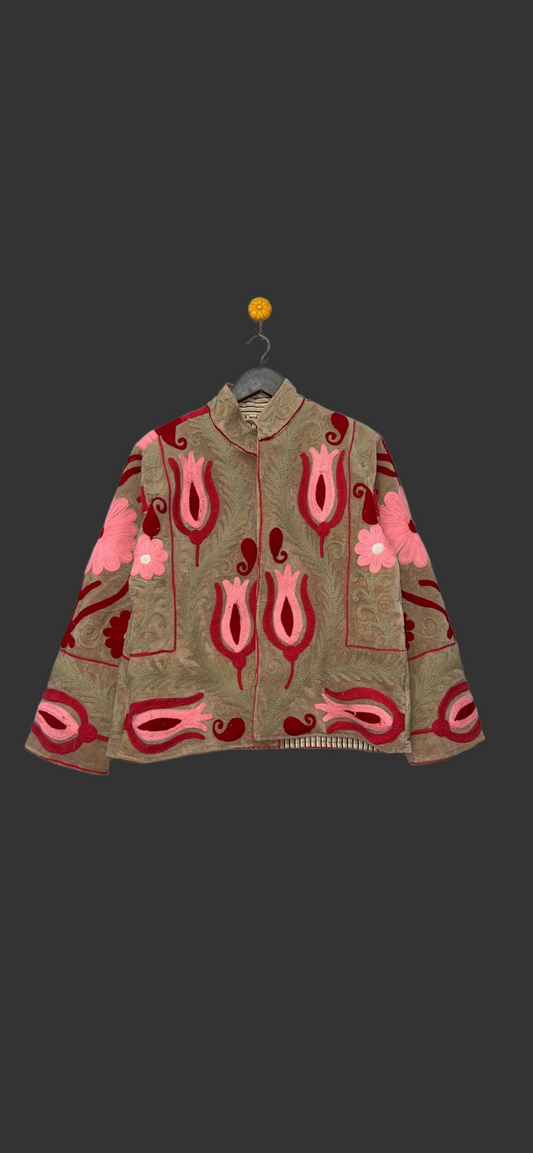 Suzani Velvet Jacket - Pink Biscuit