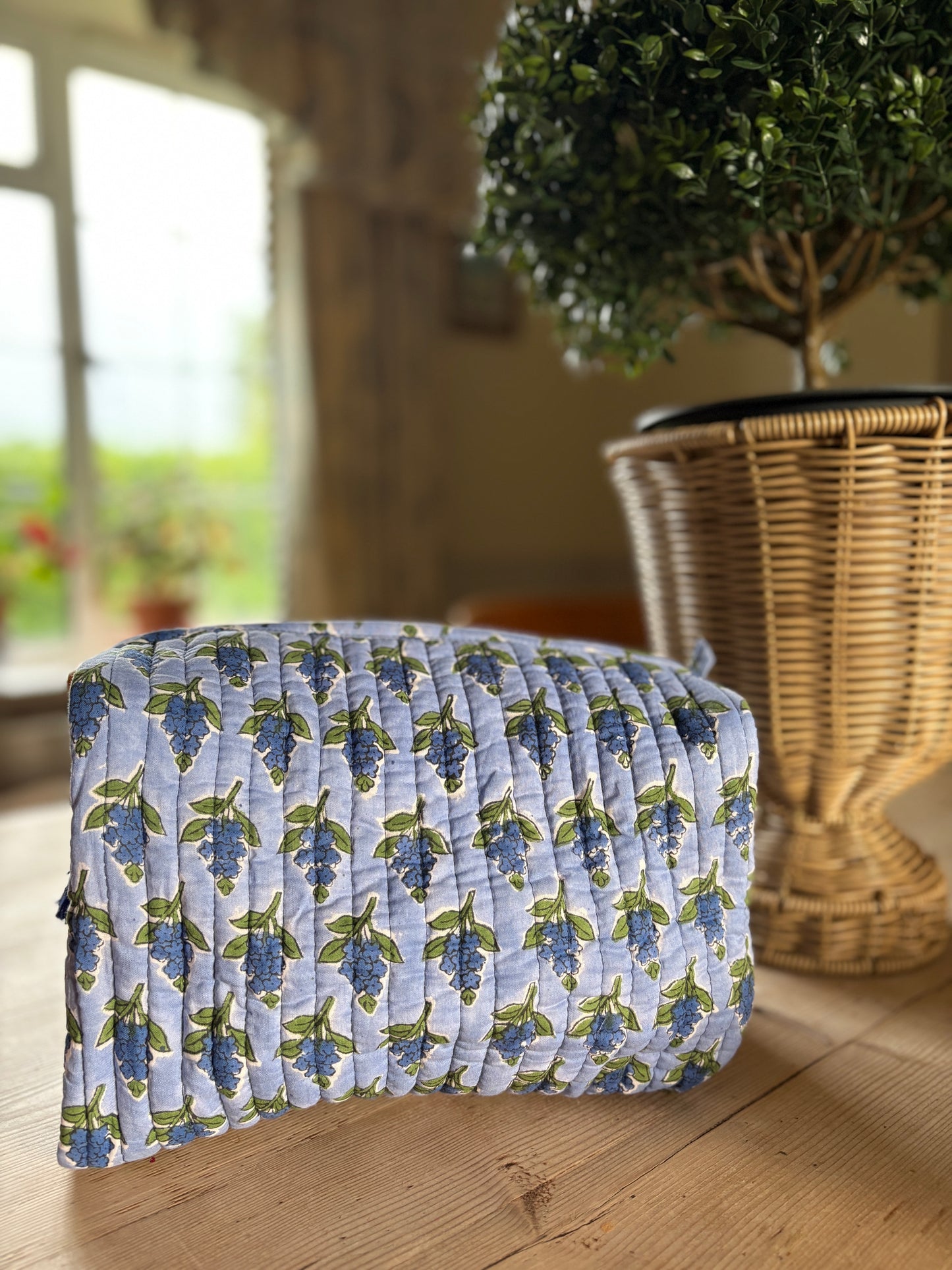 Bluebell Blockprint Travel Washbag