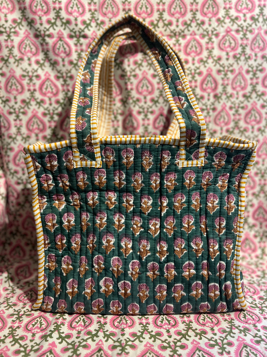 Dark Green & Purple Mini Tote
