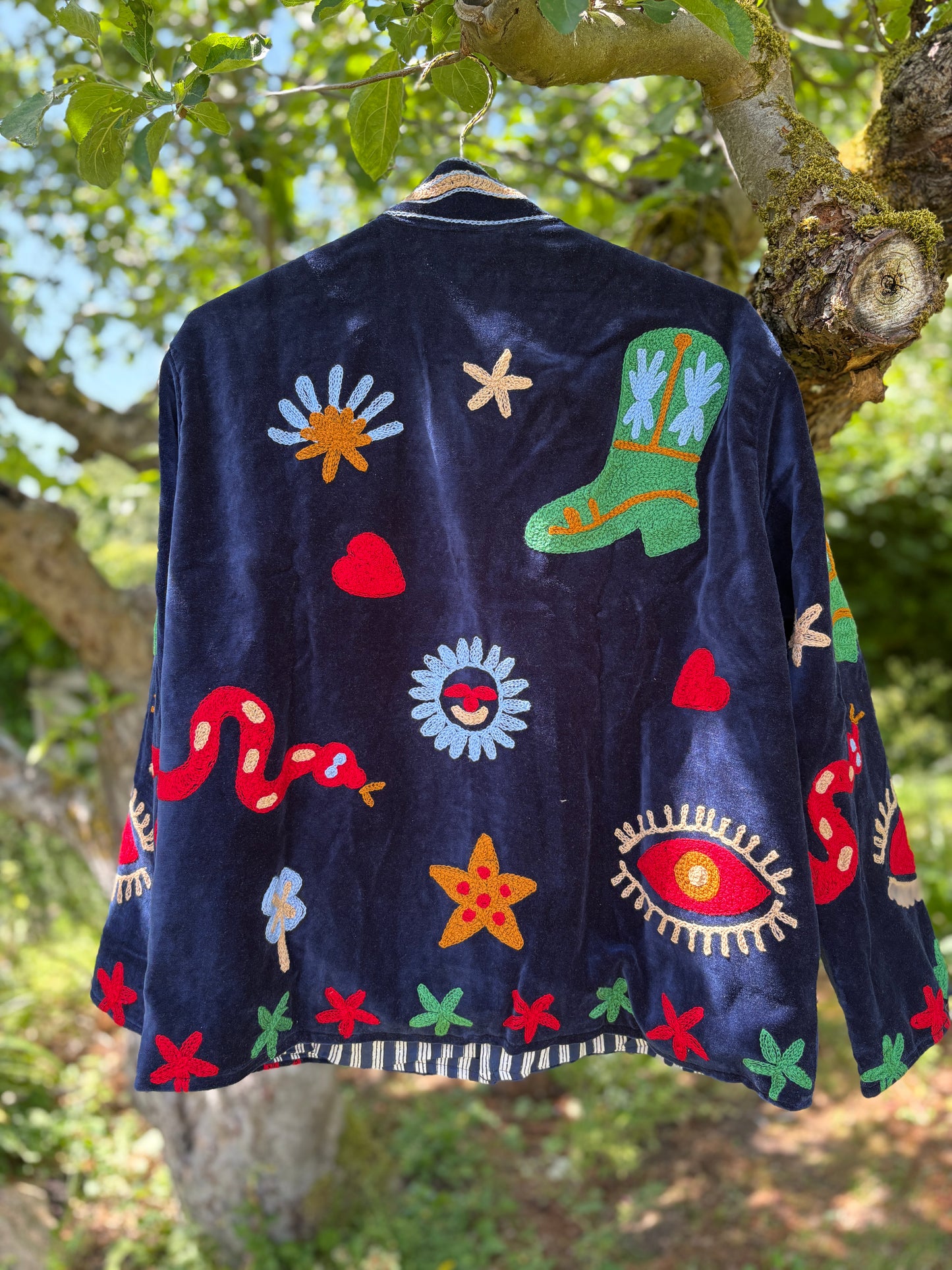 Giddy Up Navy Velvet Suzani Jacket