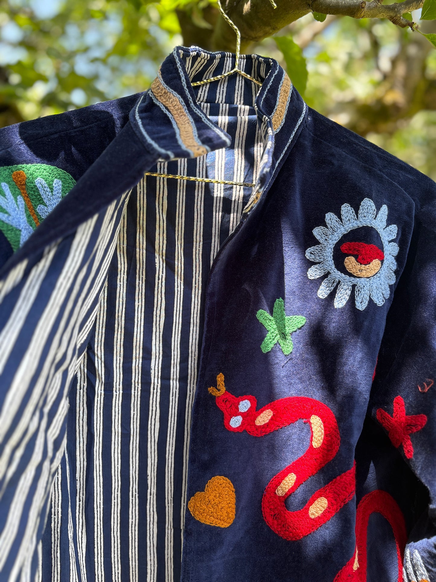 Giddy Up Navy Velvet Suzani Jacket