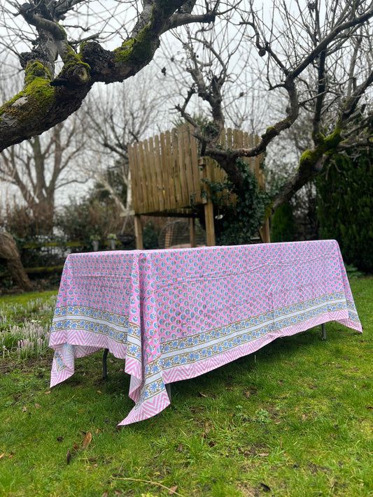 Pink and Blue Booti Tablecloth