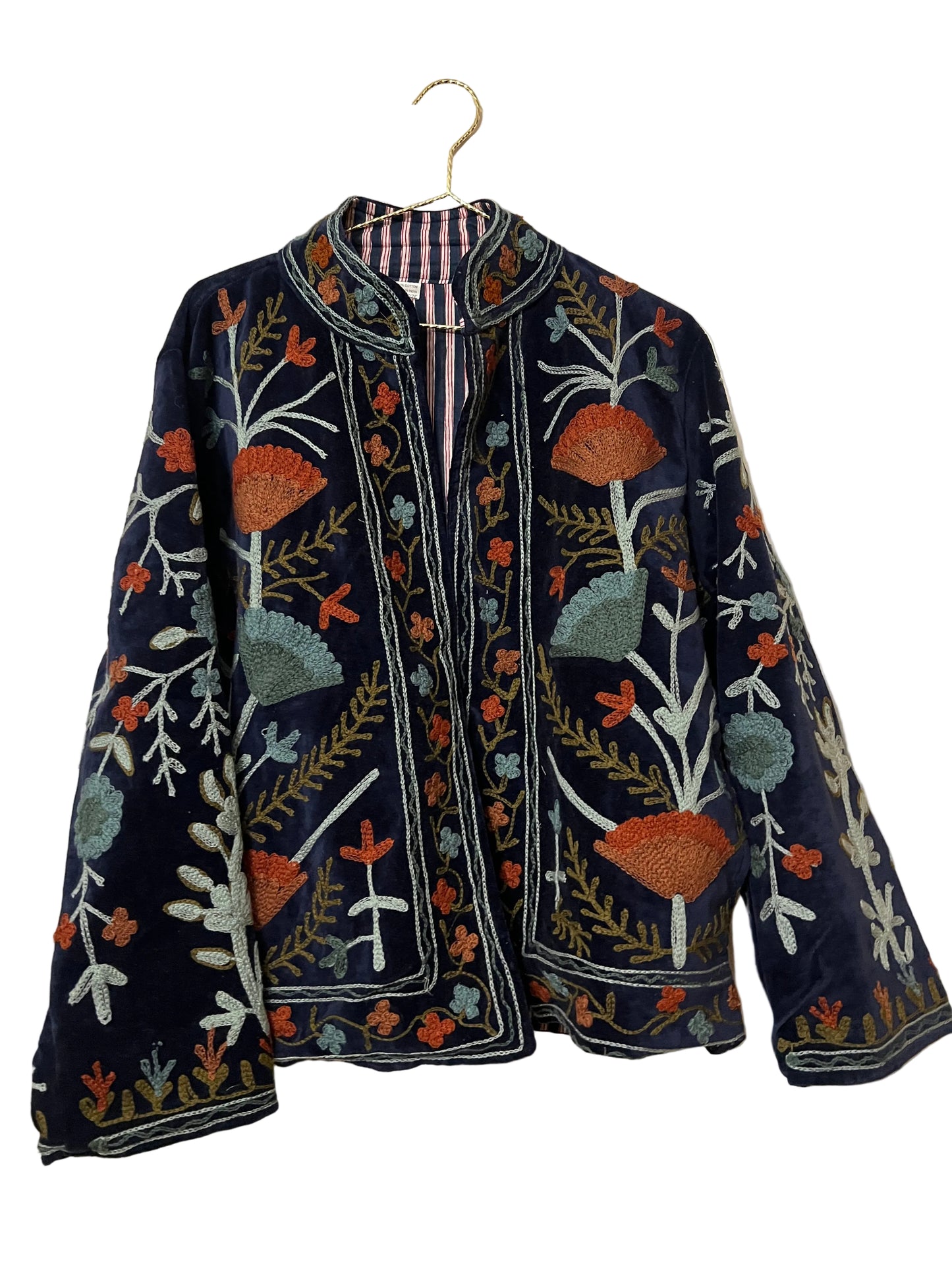Bombay Blue Velvet Suzani Jacket