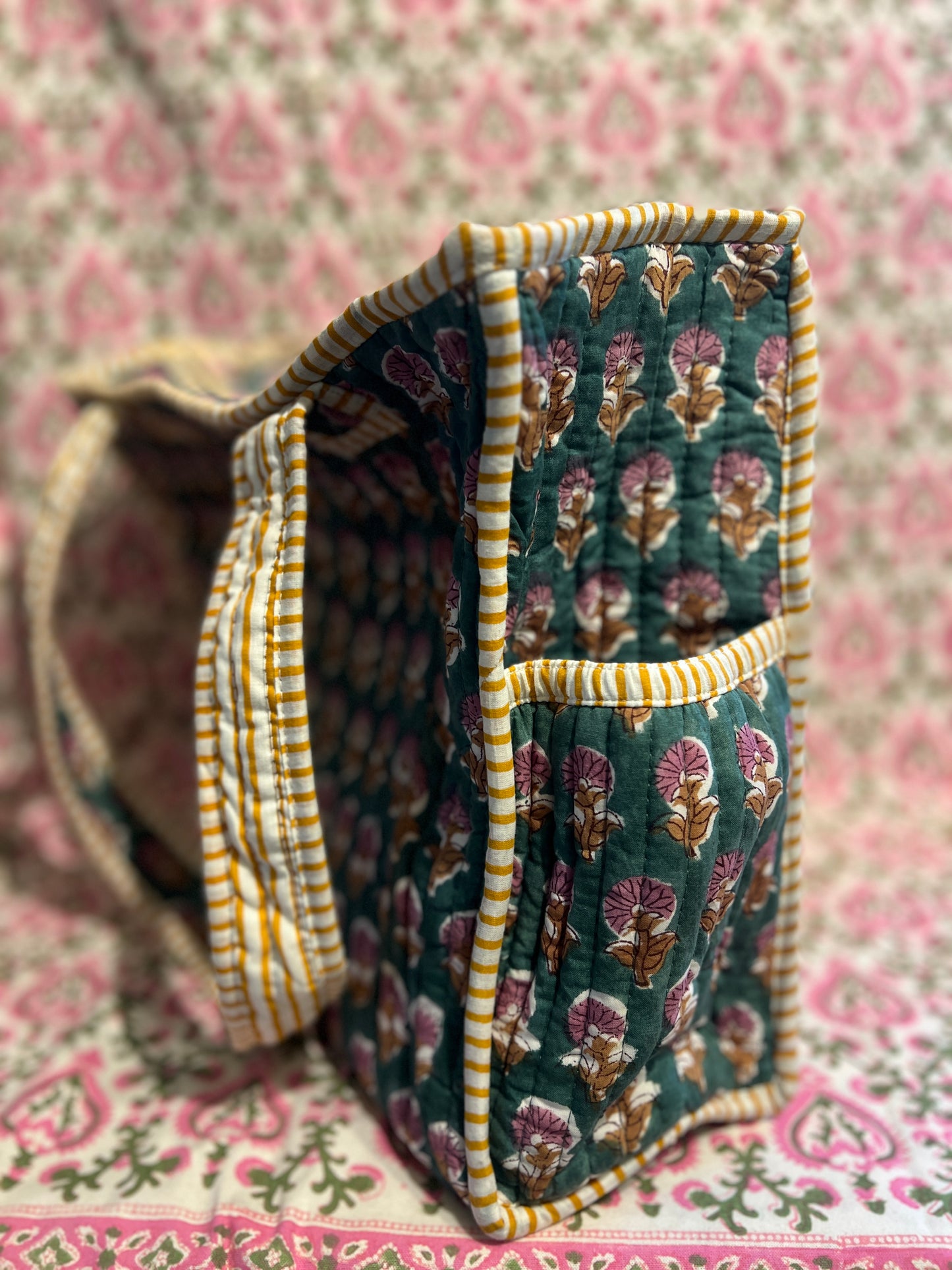 Dark Green & Purple Mini Tote