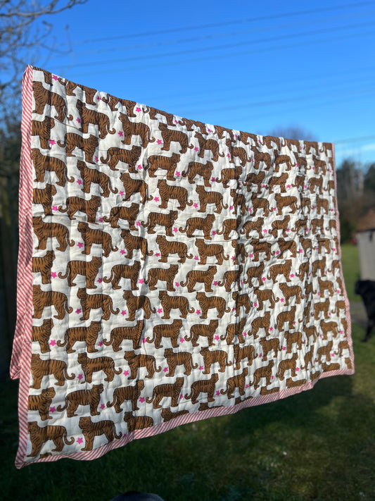Tiger with Burnt Orange Stripes Childs Quilt