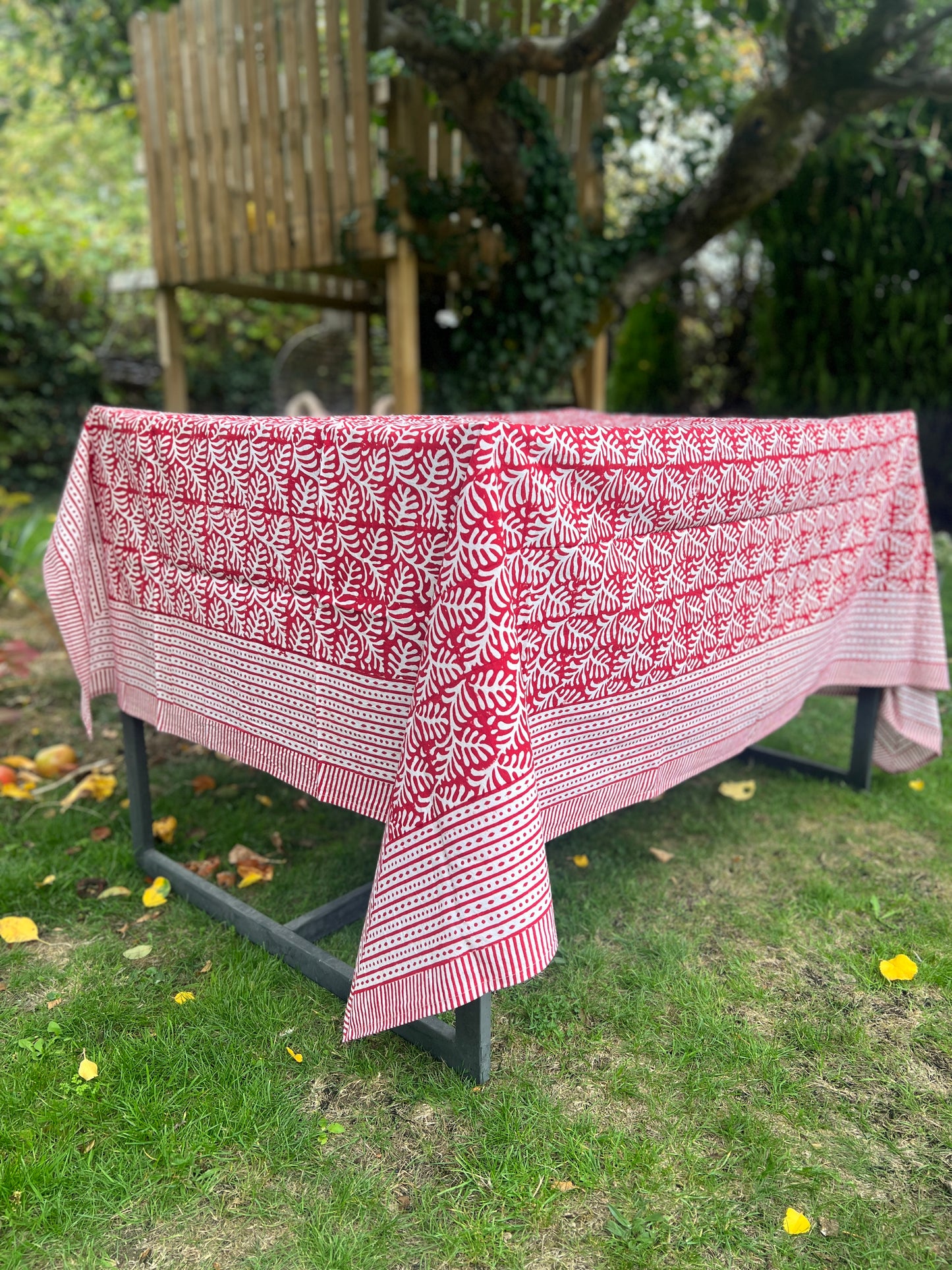 Ruby Red Leaf Table Cloth