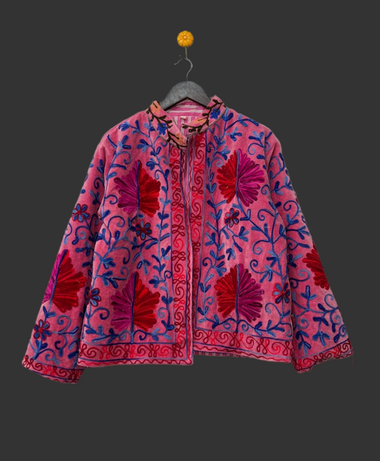 Suzani Velvet Jacket - Pink Floral