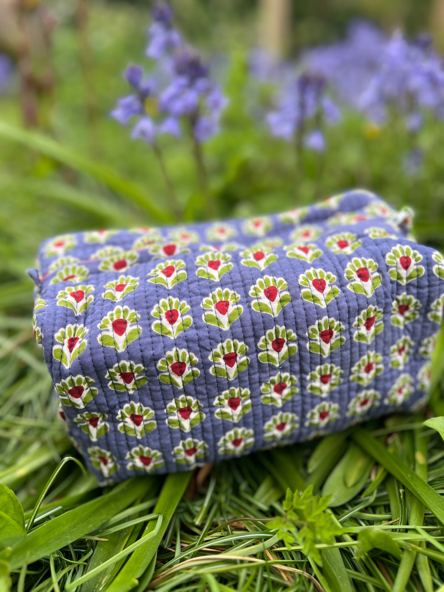 Popping Purple Blockprint Cotton Washbag