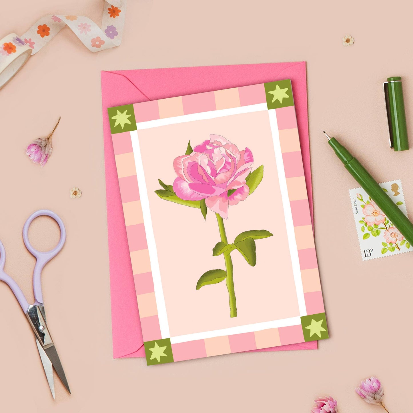 Pink Flower Blank Card | Just Because, Any Occasion
