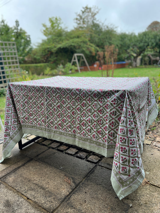 Lime Green and Pink Table Cloth