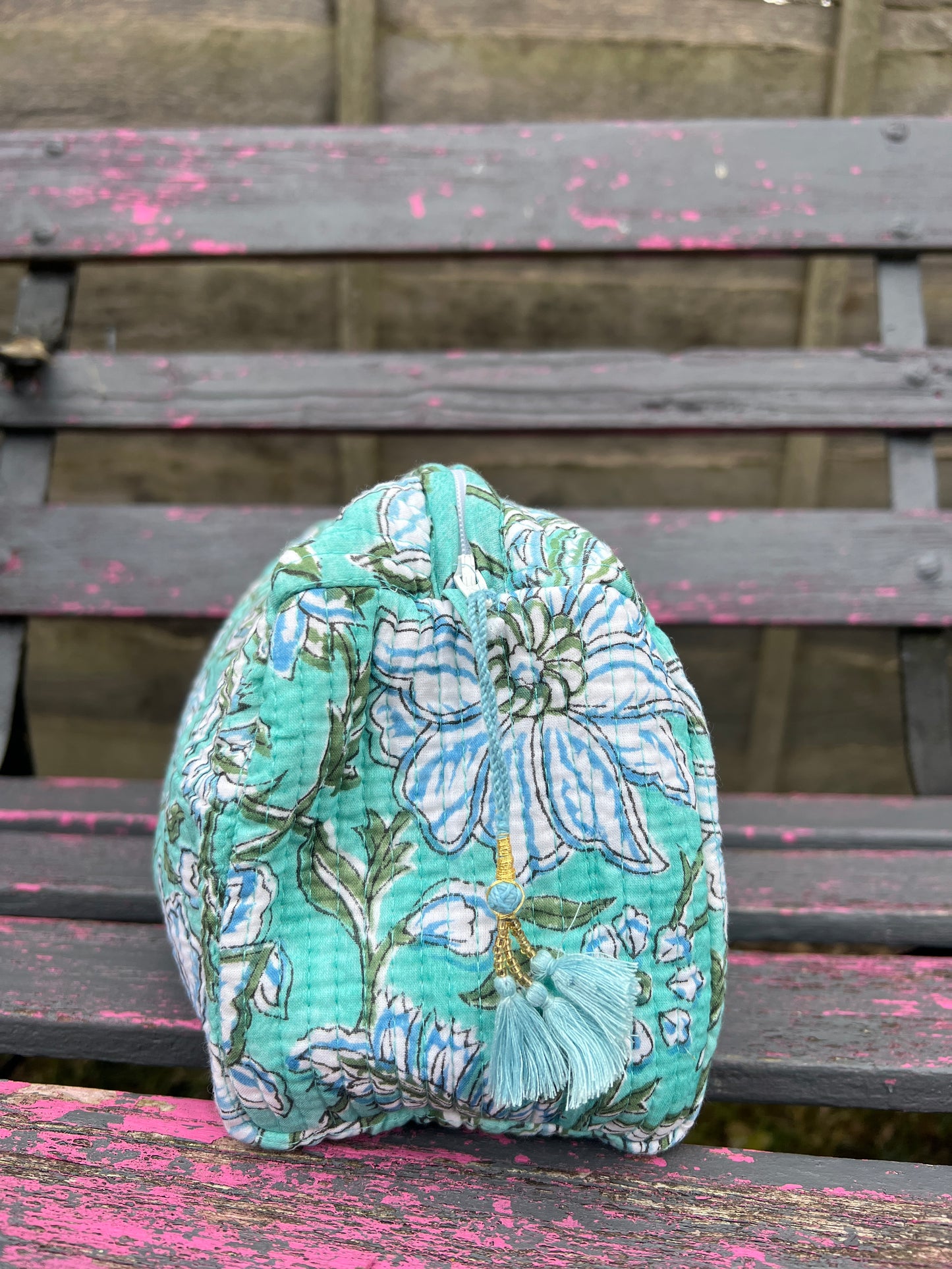 Turquoise Floral Large Washbag