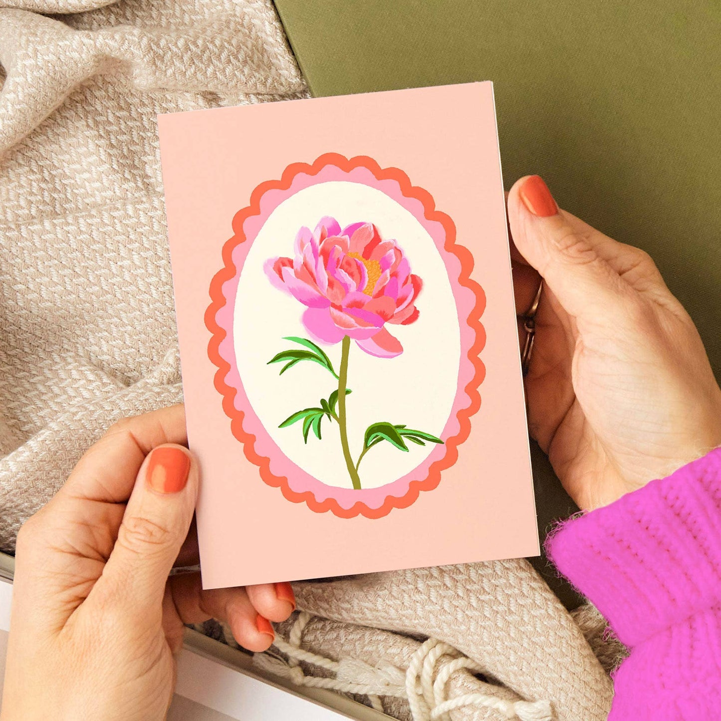 Pink Peony Blank Card | Just Because, Any Occasion