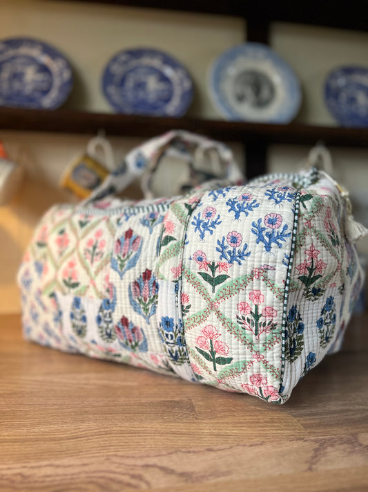 Patchwork Blockprint Weekend Bag