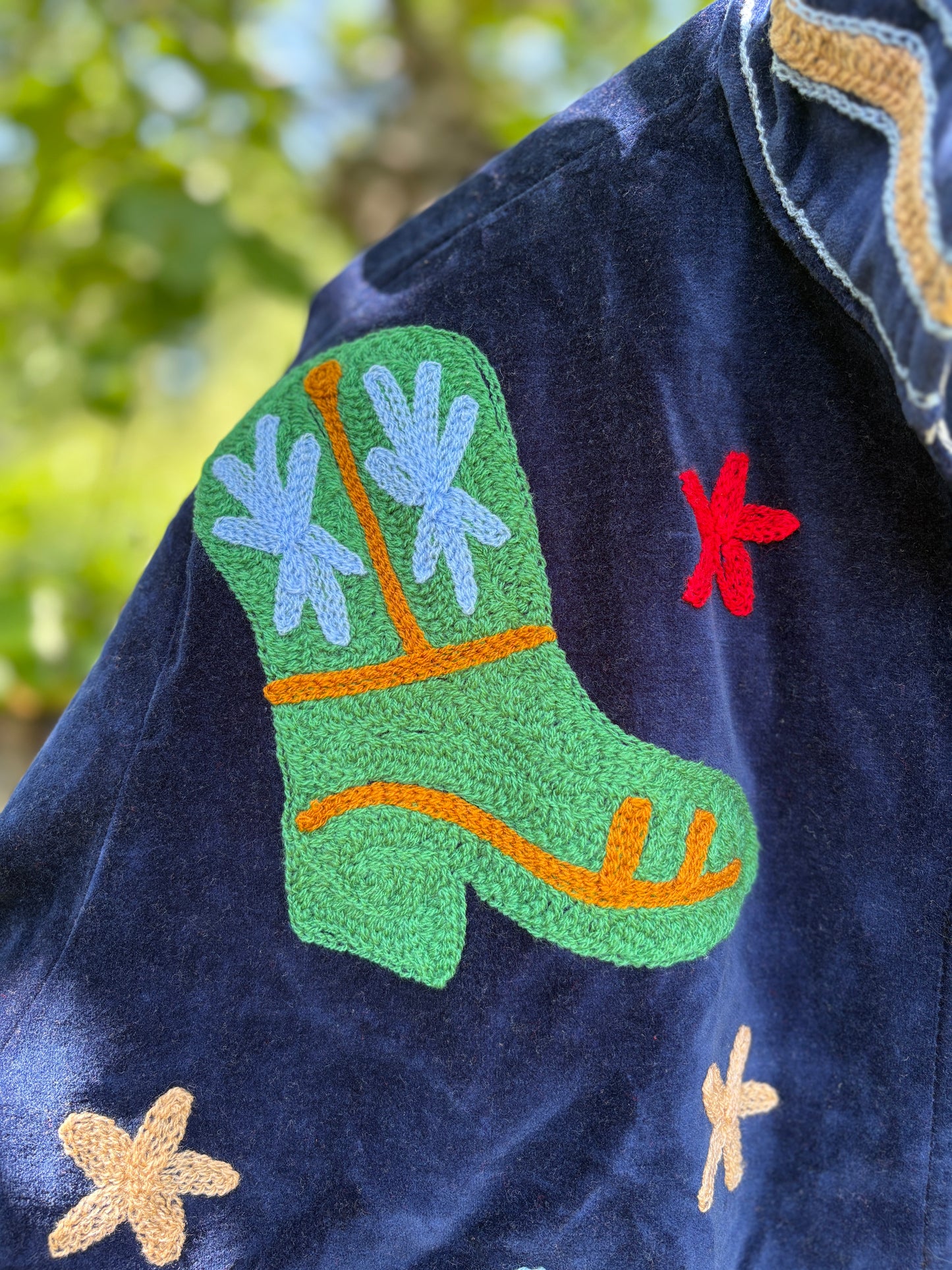 Giddy Up Navy Velvet Suzani Jacket
