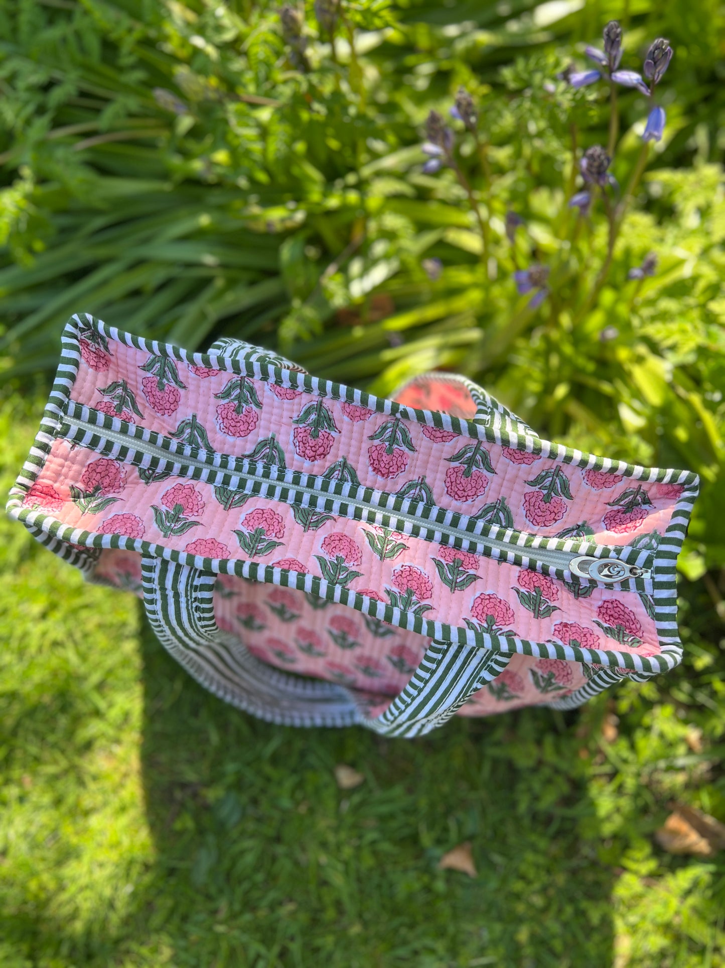 Primrose Pink Blockprint Mini Tote Bag