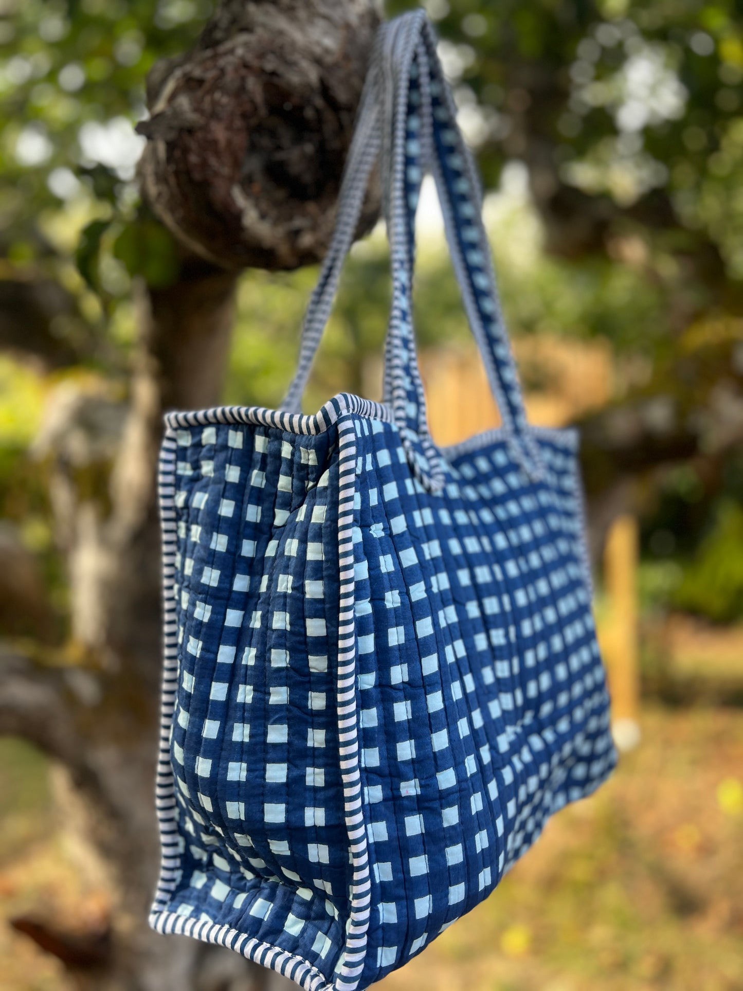 Blue Gingham Mini Tote