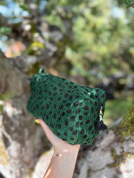 Velvet Green Spot Washbag