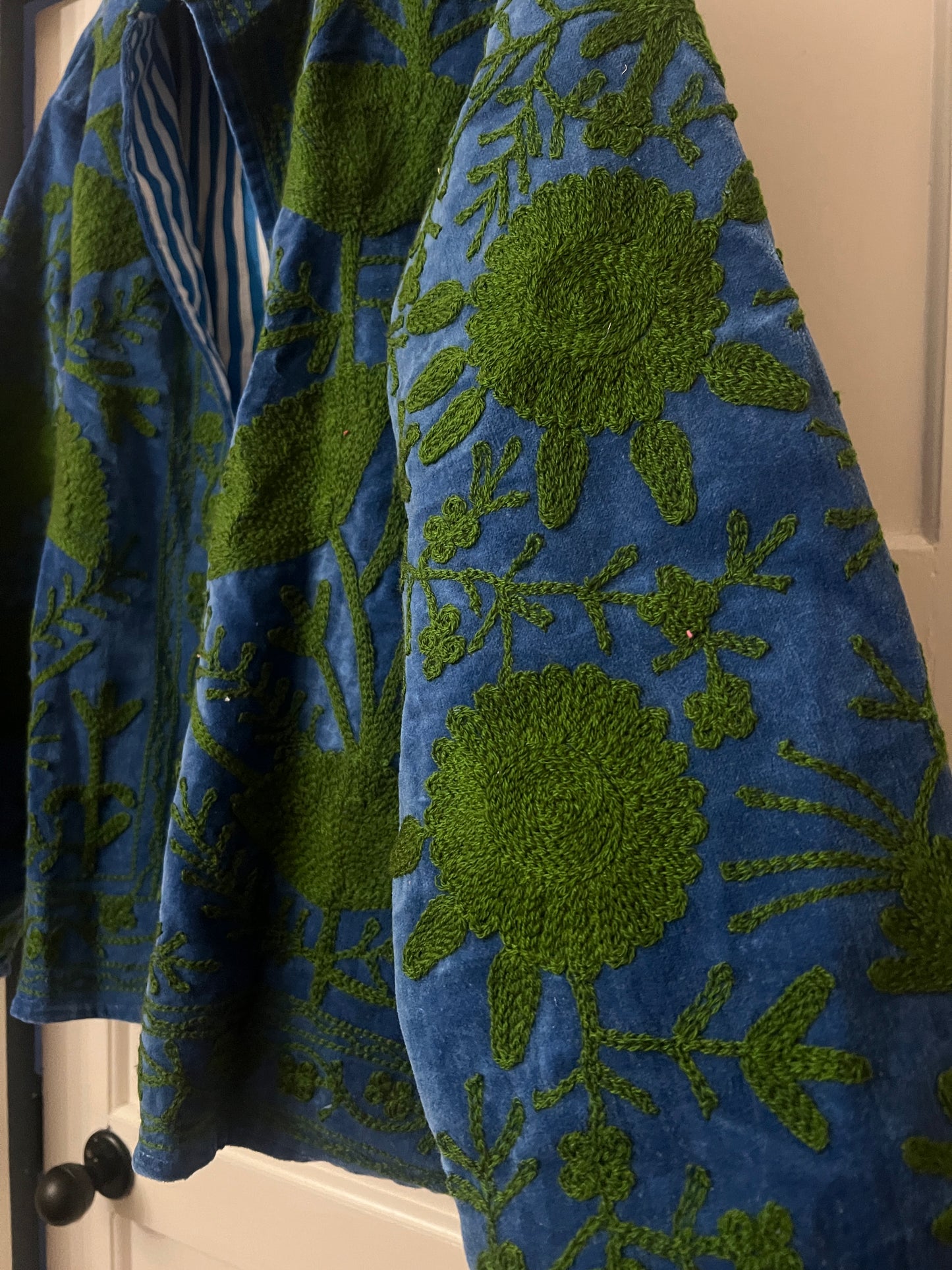 Blue and Green Velvet Suzani Jacket
