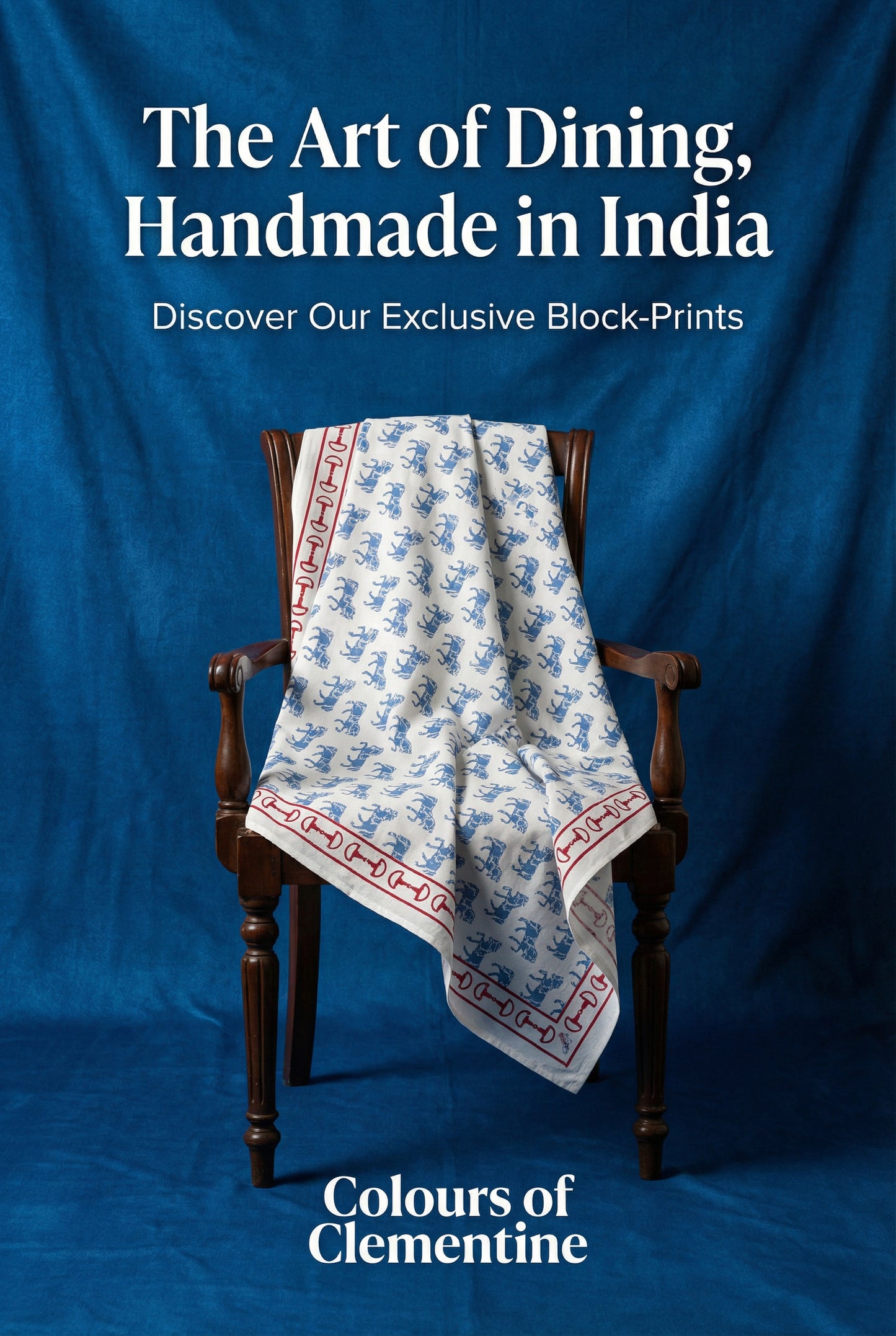 Trotting Horse Table Cloth - Sapphire Blue