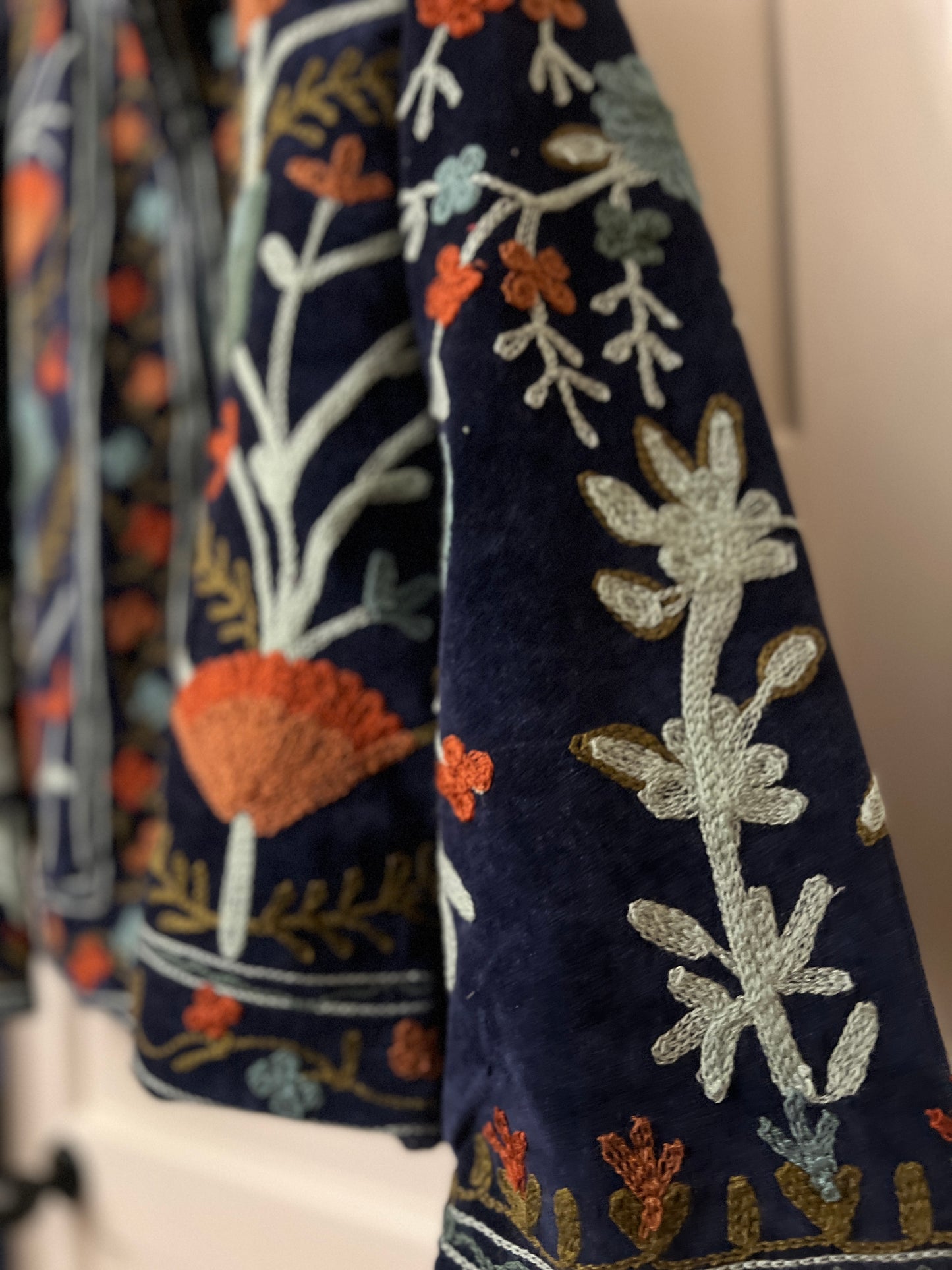 Bombay Blue Velvet Suzani Jacket