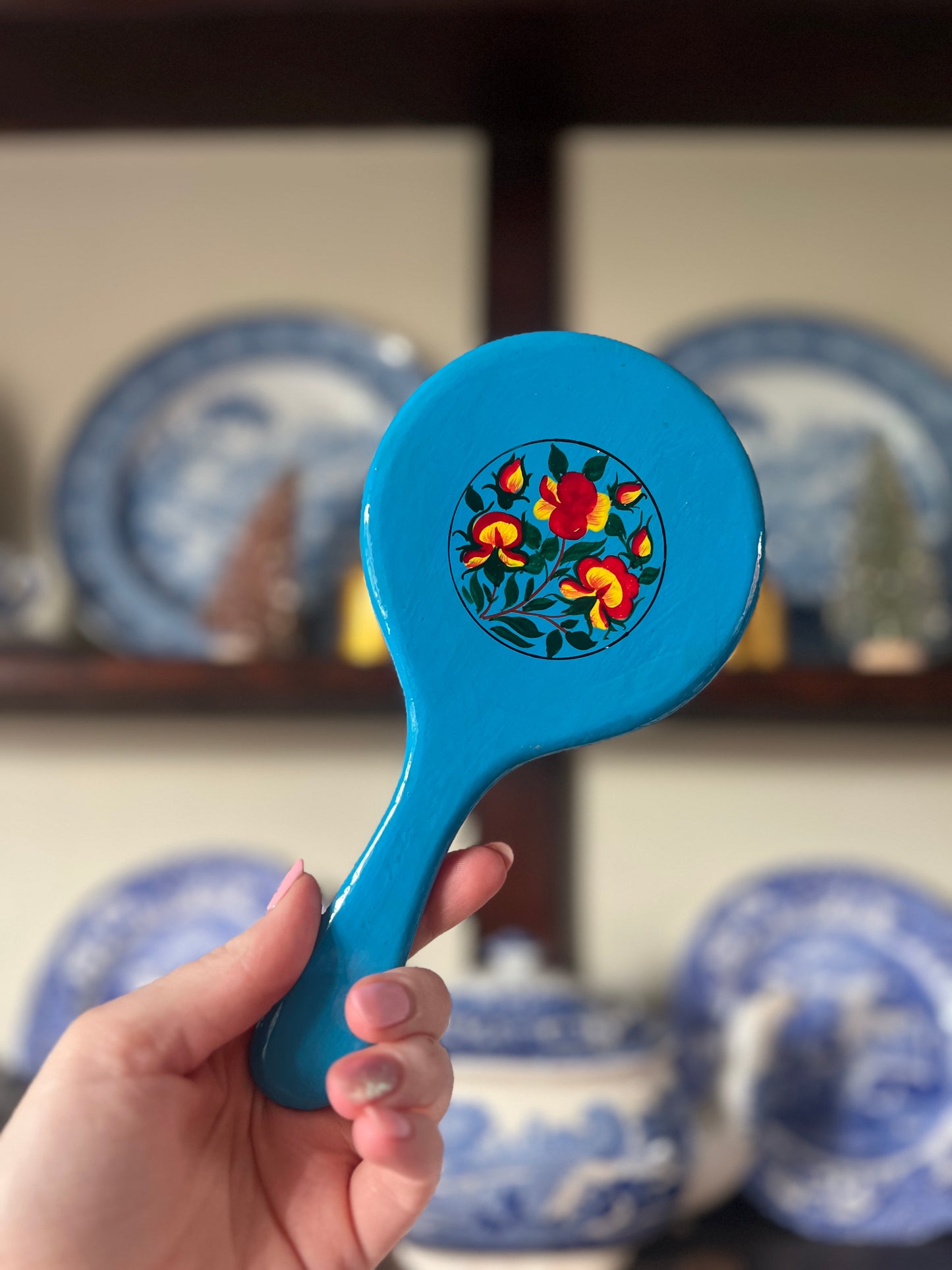 Handpainted Wooden Mirror from Kashmir