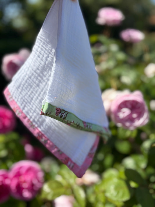 Blockprint Edged muslin facecloths