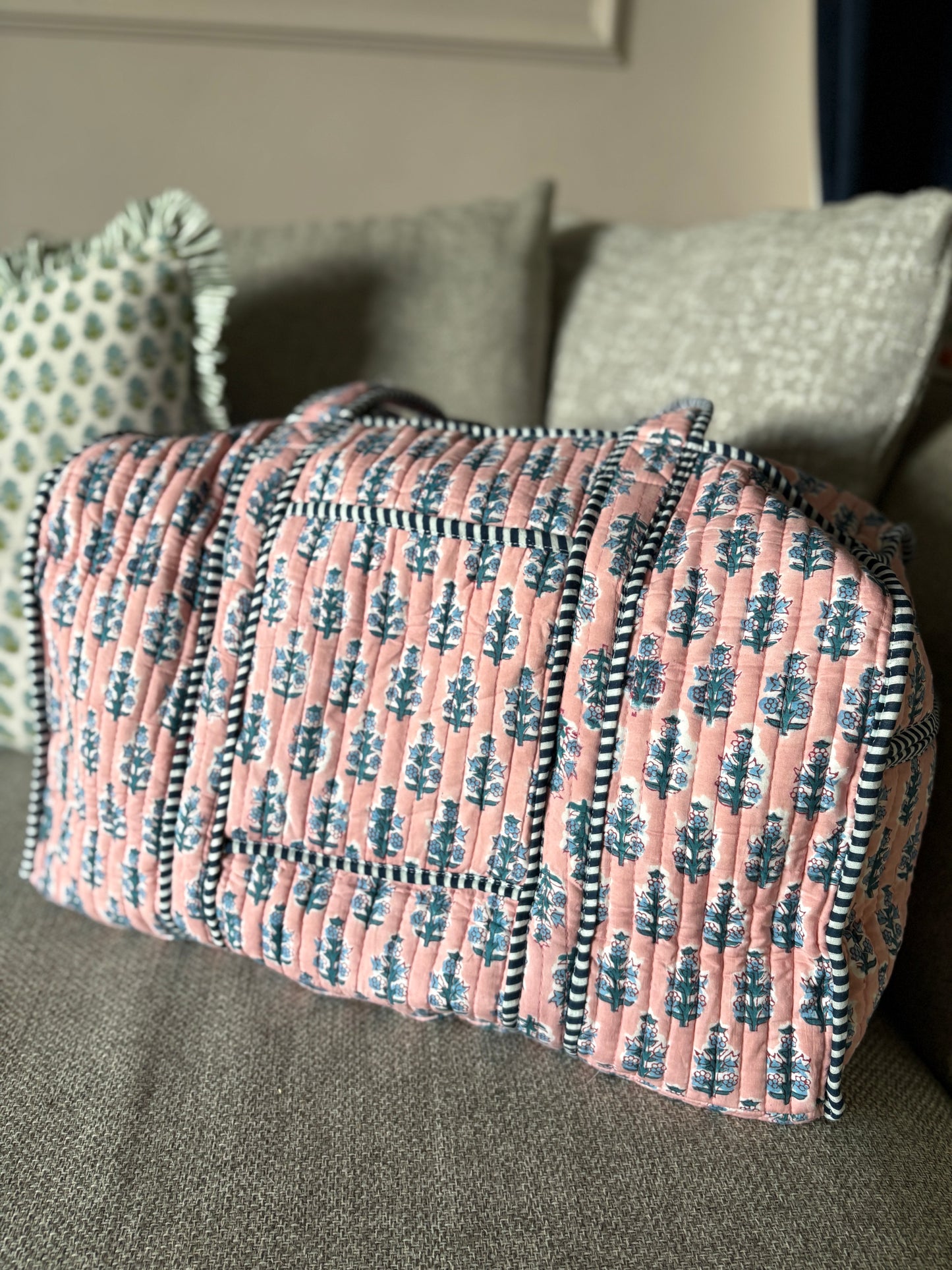 Wisteria Blockprint Weekend Bag