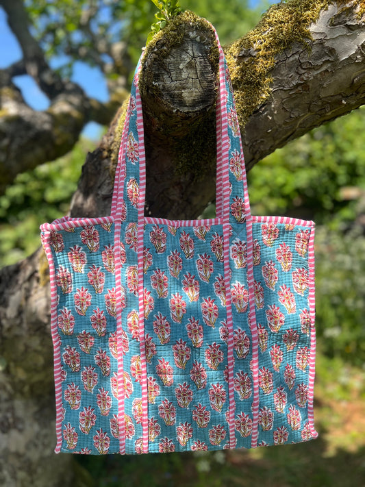 Turquoise and Pink  Tote Bag