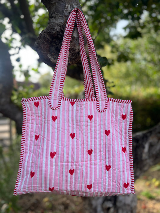 Pink Hearts Mini Tote